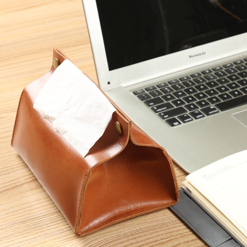 Custom Logo Household Paper Holder Storage Box, Personalized Desk Tablel Organizer, Faux Leather Tissue Box, Leather Napkin Case