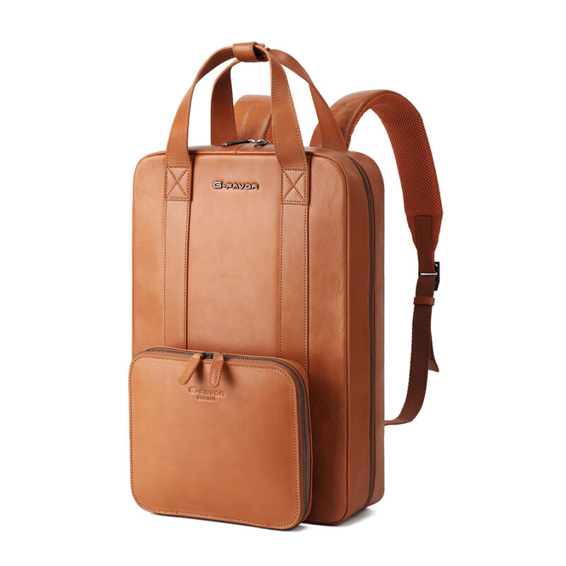 Cowhide Leather Business Backpack with Detachable Storage Bag