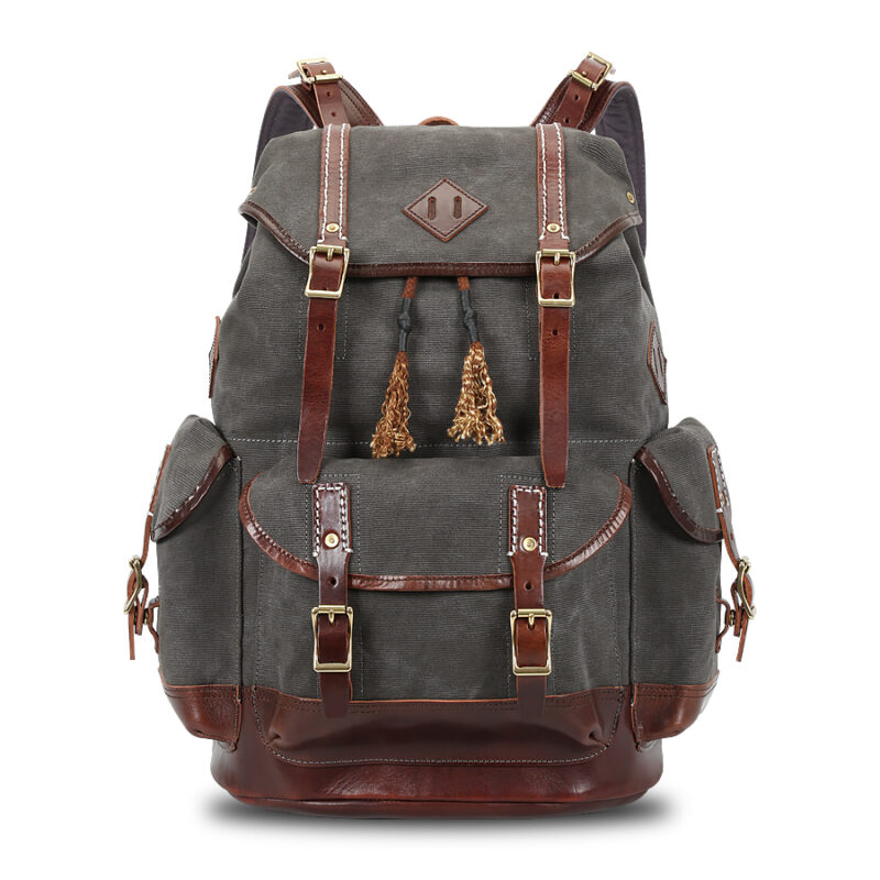 Vintage Large Capacity Waxed Canvas Backpack with Laptop Interlayer