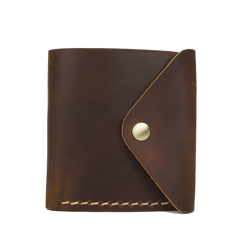 Vintage Handmade Money Clip Genuine Leather Short Card Holder