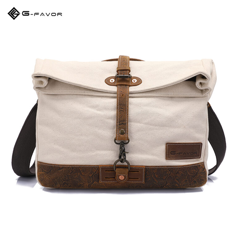 Durable Anti-theft Canvas and Embossing Leather Shoulder Bags With Hooked