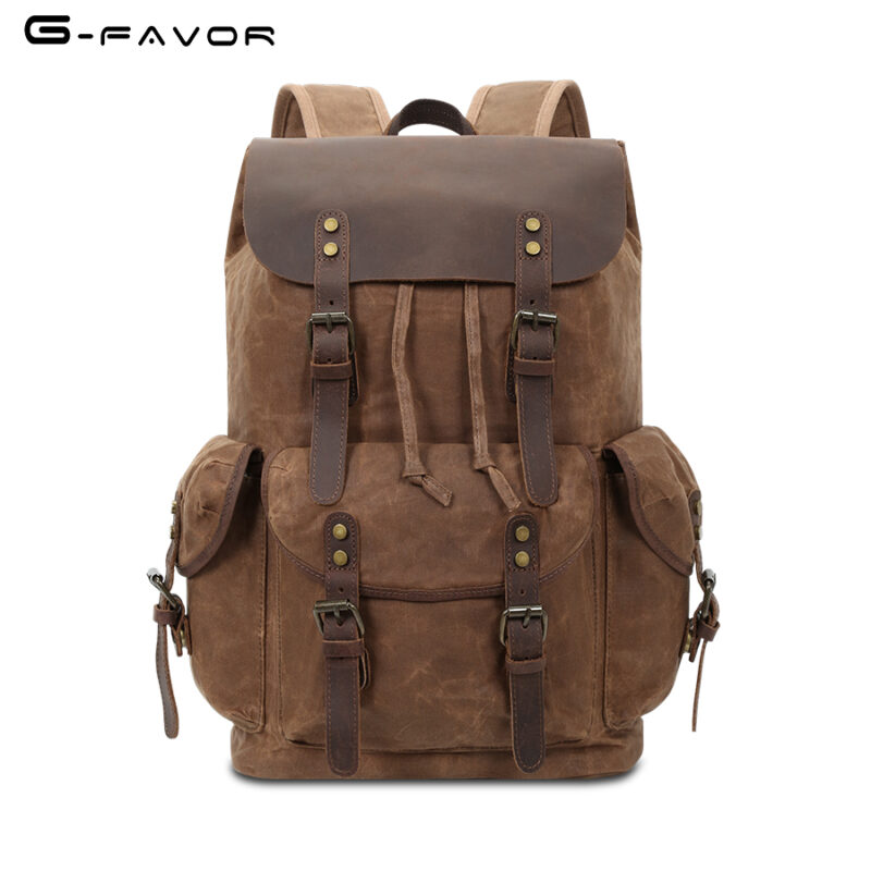 Waxed Outdoor Travel Rucksack Weekend Canvas Duffel Laptop Backpack