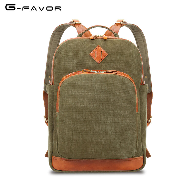 Custom Logo Vintage Zipper Waterproof Unisex Canvas Backpack