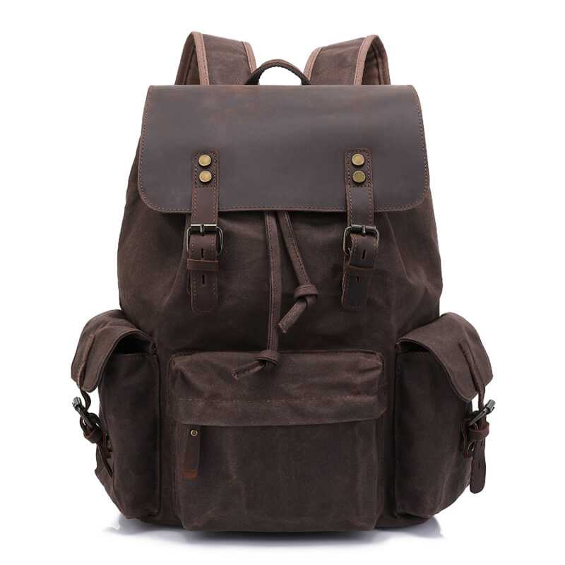 Casual Hiking Camping Rucksack Waxed Canvas Backpack