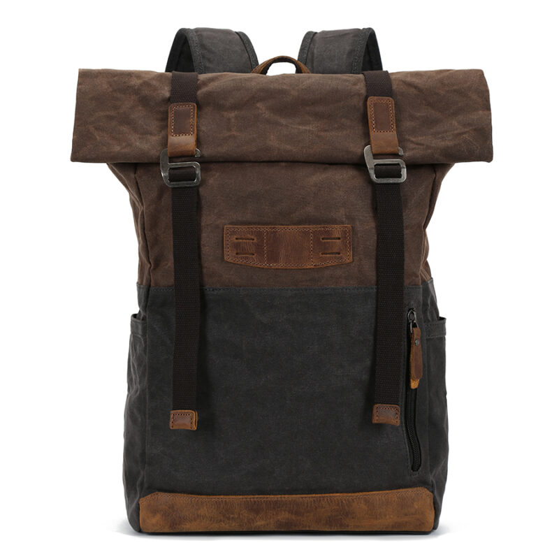 Vintage Outdoor Hiking Camping Travel Sports Waxed Canvas Backpack for Men