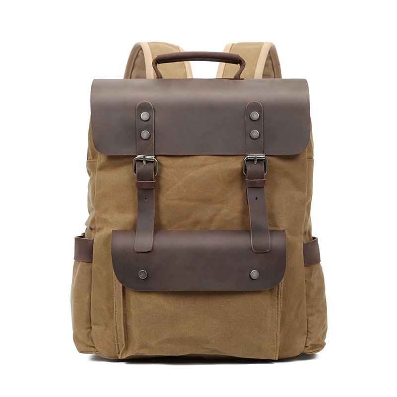 Vintage School Waterproof Travel Business Leisure Zipper Laptop Canvas Backpack