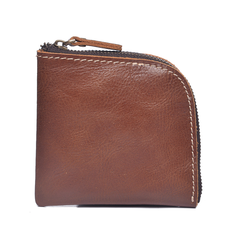 Vintage Genuine Leather Zipper Cash Coin Purses
