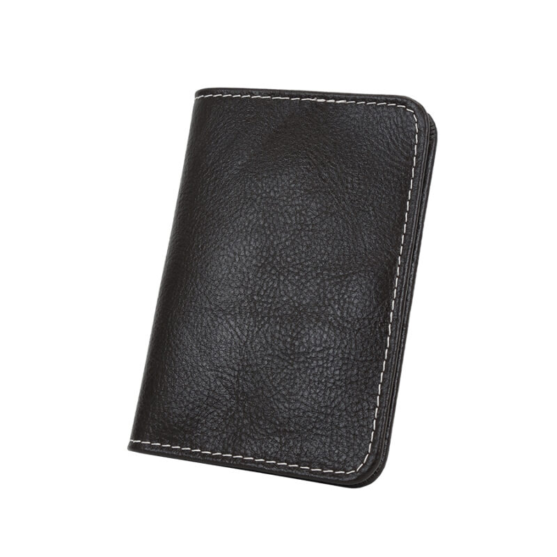 Vintage Genuine Leather Passport Holder Bifold Cash Wallet with Buckle