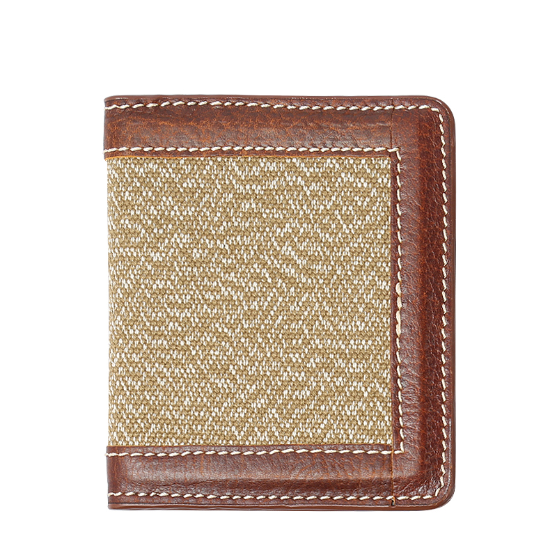 Vintage Genuine Leather and Cowhide Short Bifold Wallet