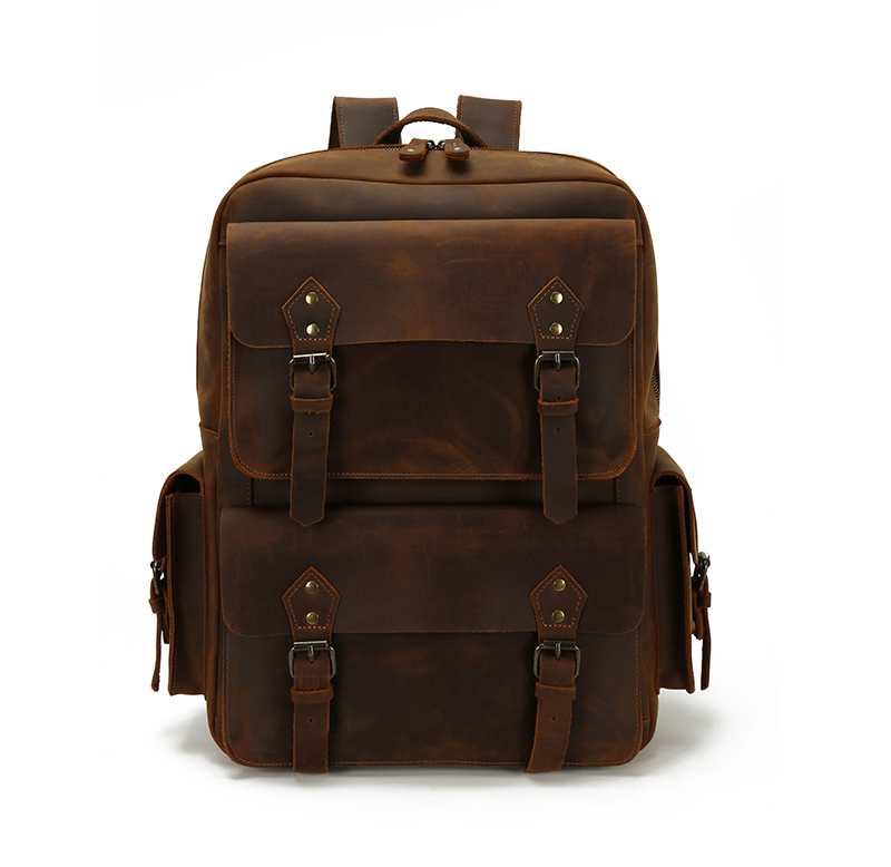 Vintage Waterproof Men's Genuine Leather Backpack