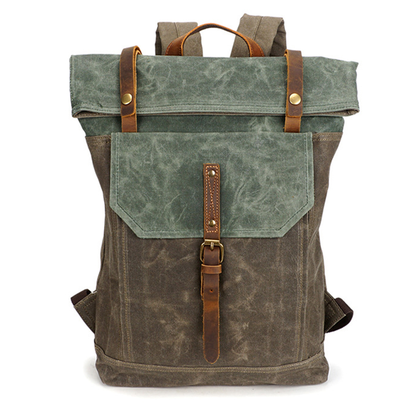 Unisex Outdoor Business Waxed Canvas Backpack Laptop Rucksack