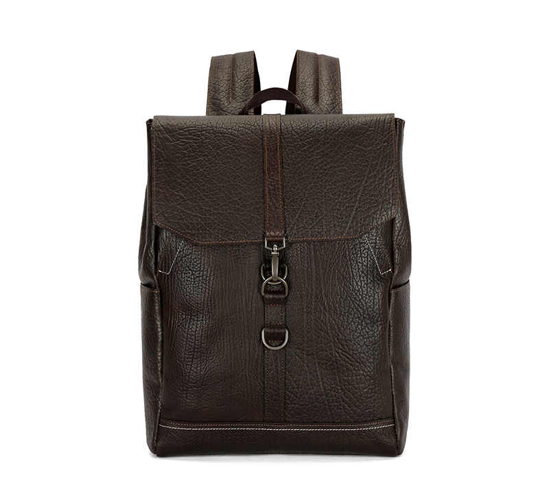 Large Capacity Business Outdoor Traveling Brown Genuine Leather Backpack